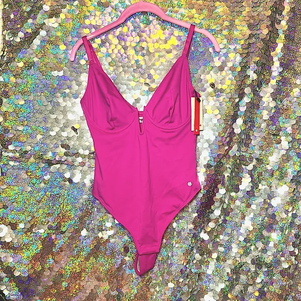 NWT Popilush Pink Shapewear Bodysuit‎ with Plunge Neckline Sz Small - Image 5