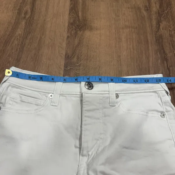True Religion White Denim Jennie Curvy Mid Rise Shorts Cotton Womens Size 27/4 - Image 9