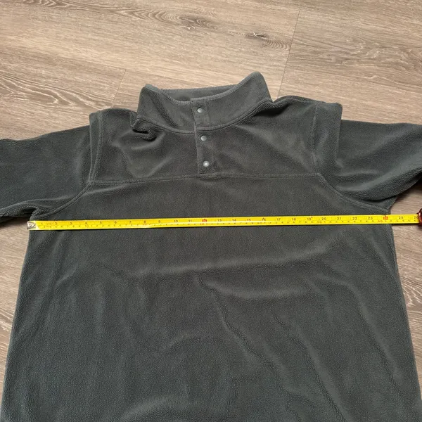 Forest Green Fleece Fuzzy Pullover Quarter Zip Sweater Jacket - Image 3