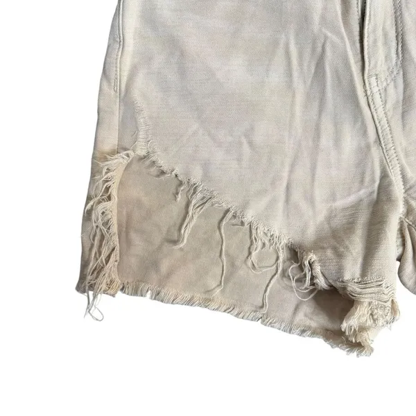 American Eagle Highest Rise Mom Shorts Beige Distressed Cutoff Khaki Denim 000 - Image 2
