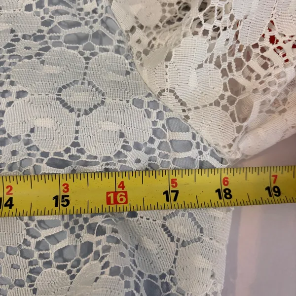 Vintage David Brown Light Blue Floral Lace Maxi Dress Zip Front Belted Small - Image 9