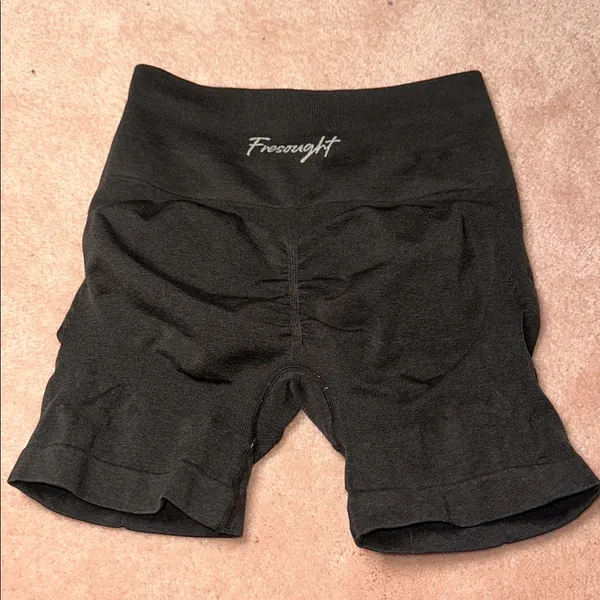 FRESOUGHT Workout Gym Butt Scrunch Tummy Control High Waisted Shorts Dark Grey - Image 3