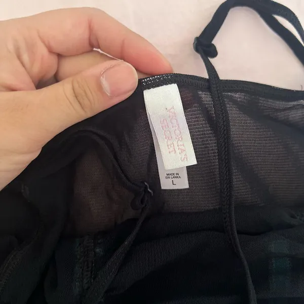 Victoria's Secret Black and Blue Bow Sheer Camisole - Image 2