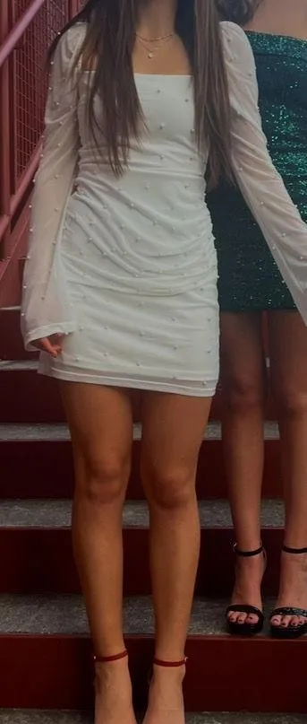 Lulus White Pearl Mini Hoco Dress - Image 6