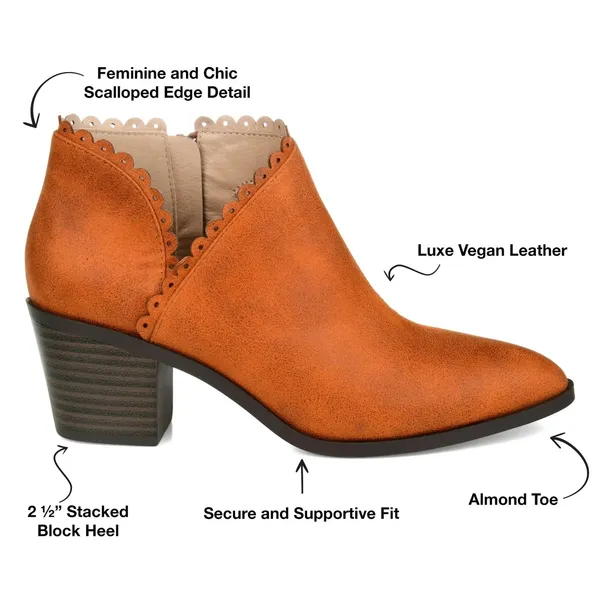Journee Collection Womens Booties Size 8 Rust Orange Tessa Inside Zip Stacked Heel Almond - Image 8