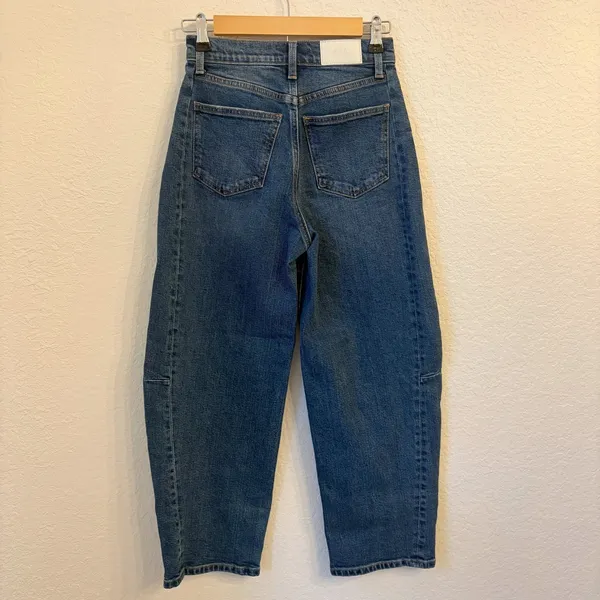 Pistola Eli Barrel Jeans 24 Augustus‎ Wash High Rise Arched Cropped Blue Denim - Image 5