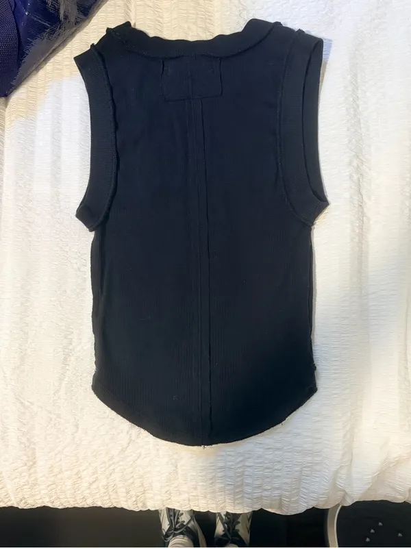 Free People Black Ribbed Crewneck Tank Top - Image 4