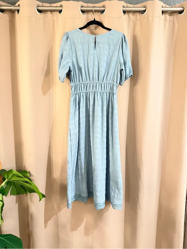 Ava Rose Light Blue Dress with Puff Sleeves Size M - Image 2