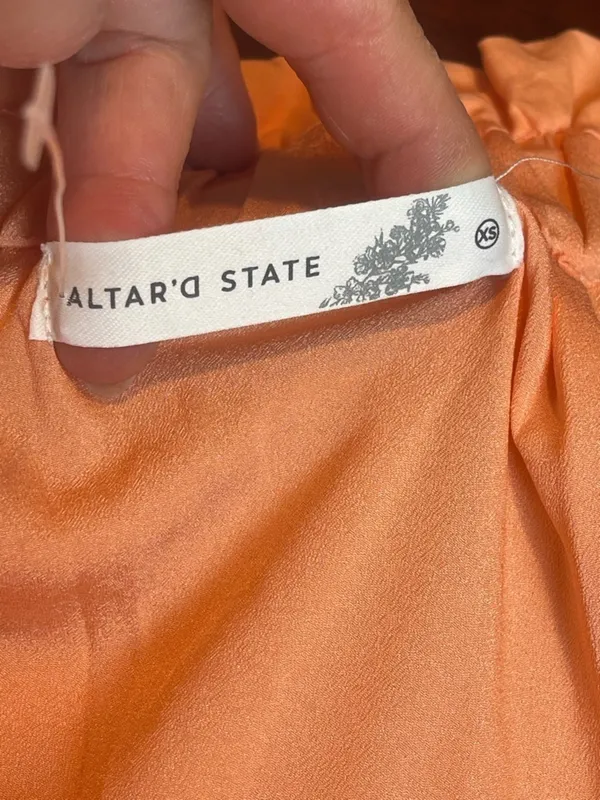 Altar'd State Gina Coral One Shoulder Tiered Maxi Dress Coastal Cottagecore XS - Image 9