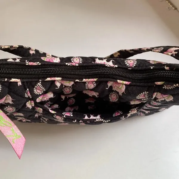 Vera Bradley Elephant Print Black Pink Purse Handbag‎ Paisley Vintage Shoulder - Image 8