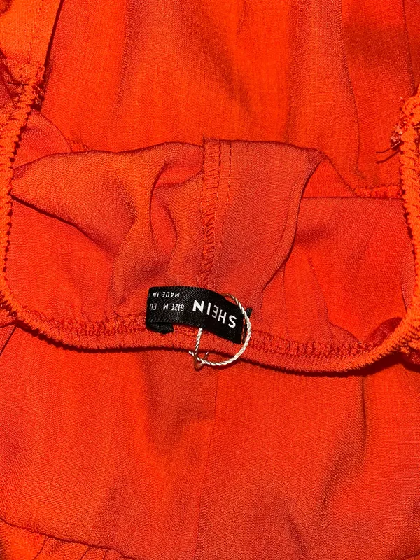 Orange Cut Out Ruched Ruffle Hem Cami Dress - Image 9