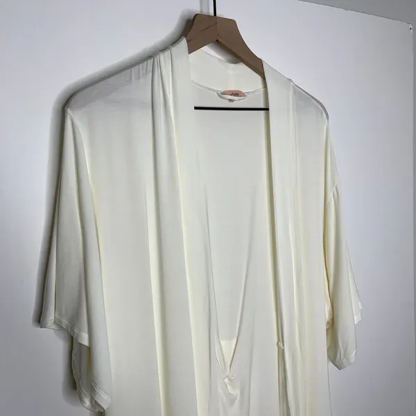 Eberjey Rosalia Tencel Modal Ivory Robe Lace Tie Womens Small - Image 6