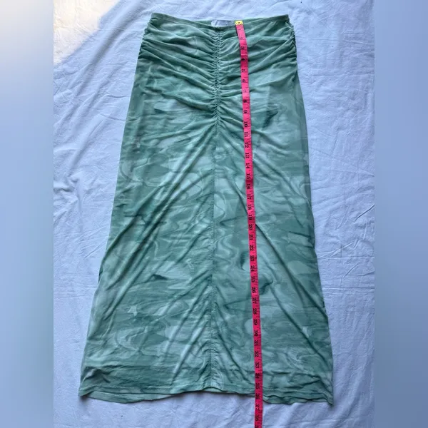 House of Harlow 1960 Mint Green Teal Tie Dye Ruched Maxi Skirt - Image 10