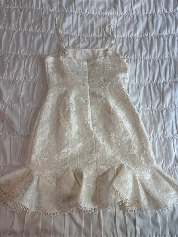 Lulu's Ivory Lace Spaghetti Strap Ruffled Mini Dress - Image 5