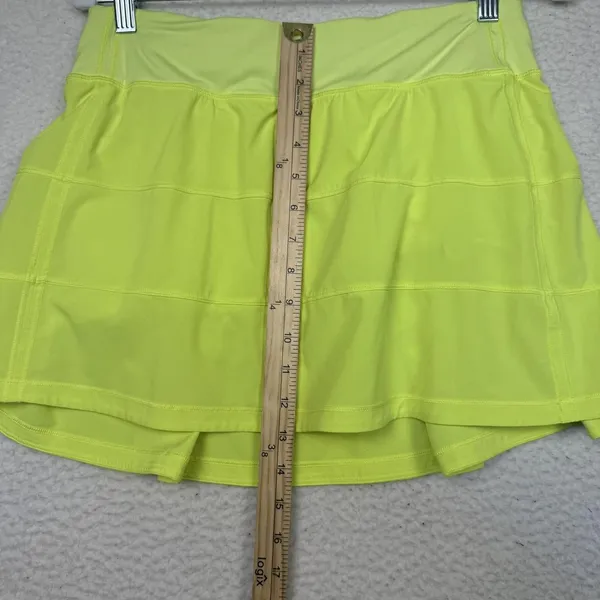 Lululemon Skirt Skort Womens 9 Neon Yellow Running‎ Athletic Tennis Pocket - Image 8