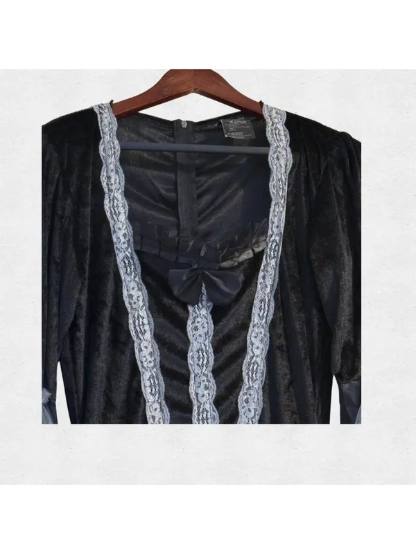 Leg Avenue Victorian Ball Gown Costume Black Gray Dress Large Goth Evil Queen - Image 4