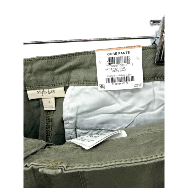 tyle & Co Womens Wide Leg Crop‎ Mid Rise Core Pants Olive Green Size 12 New - Image 4
