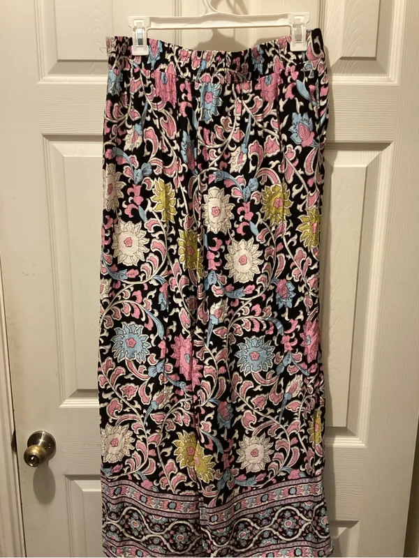 Cynthia Rowley Black Floral Wide-Leg Pants - Image 4