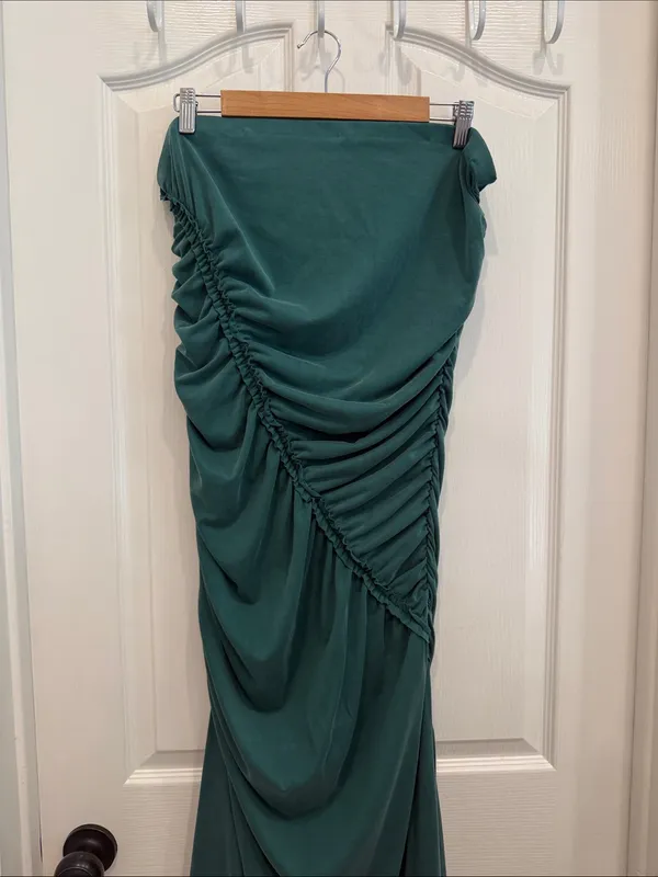 By Anthropologie rouched strapless teal maxi dress - Image 4