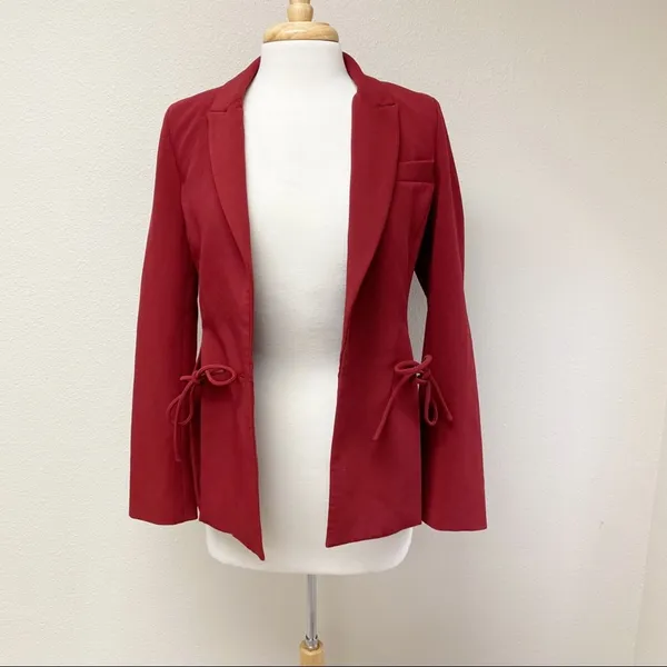 Prabal Gurung Collective Red Side Tie Tailored Blazer Size 0 - Image 2