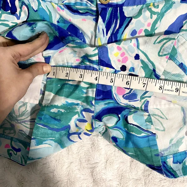 Lilly Pulitzer Adie Brilliant Blue Aquatic Garden Print Preppy Shorts 8 - Image 7