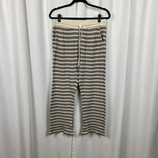 Sundance Cream Green&Pink Stripe Dina Waffle Knit Sleep Pants Sz.S - Image 3