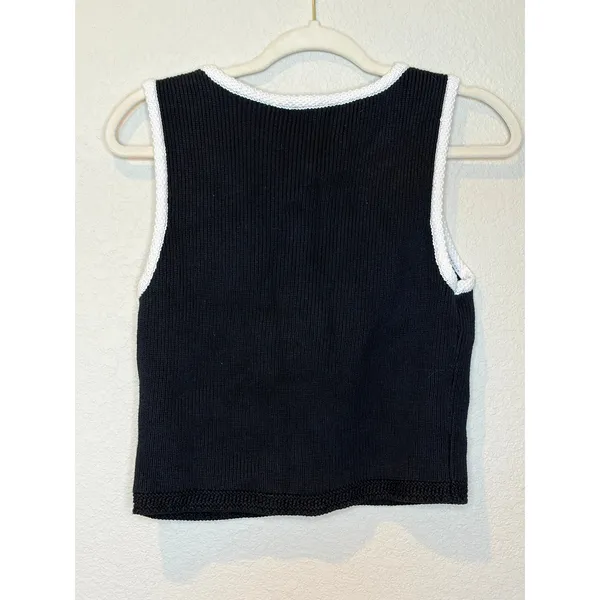 Abercrombie & Fitch Black Contrast Trim Knit Vest Gold Buttons S - Image 8