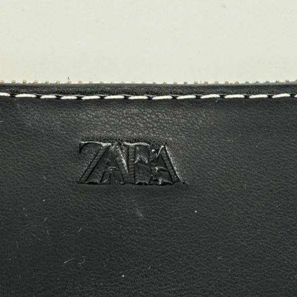 Zara Faux‎ Leather Pleated Crossbody Bag Black with Canvas Strap Black - Image 11