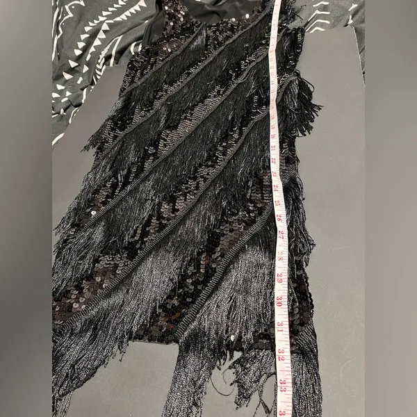 FORUM Roaring 20’s Gatsby Flapper Fringe Black Vintage Dress Women’s Sz XS EUC - Image 7