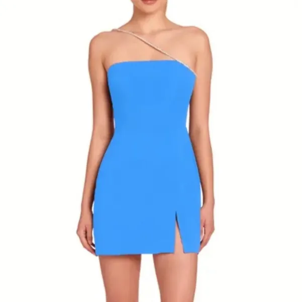 Amanda Uprichard Small NEW Dream Mini Dress Blue Single Strap Slit Cut‎ Evening - Image 10