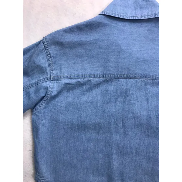 Z‎ SUPPLY Womens Blue Denim Button Down Shirt Shacket XS ZJ232414E Light Wash - Image 13