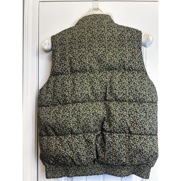 Universal Threads Women’s Green Floral Puffer Vest Sherpa Collar Full Zip Small - Image 14