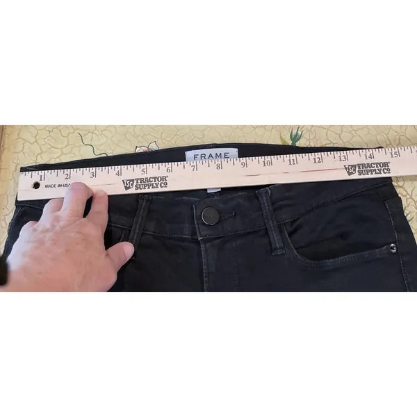 FRAME Womens 29 Black Jeans Empire‎ Skinny Distressed Knee Raw Hem Preppy Grunge - Image 4