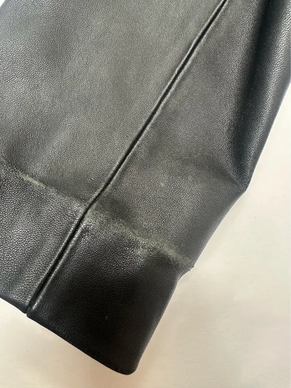 MLC Black Leather Zipper Jacket with Pockets and Acetate Lining | Size XL - Image 9