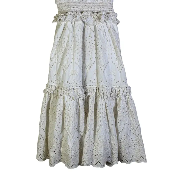 Cleobella Cherie Midi Dress Eyelet Lace Ruffle Size S White Cottagecore Prairie - Image 6