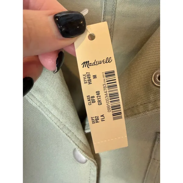Madewell Jacket Women Medium Sage Green Southlake Military Tie Waist‎ Coat NWT - Image 8
