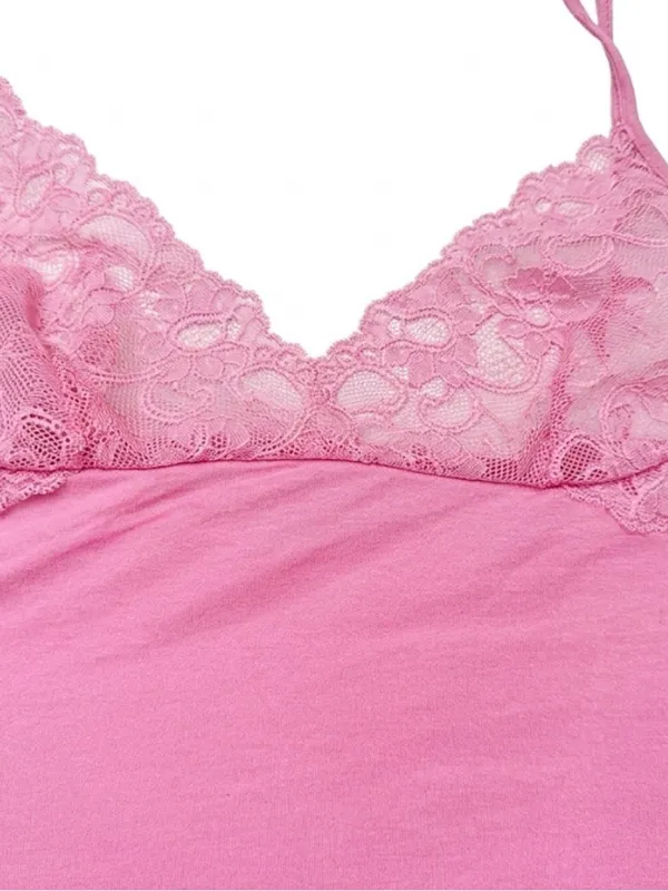 2000’s Victoria's Secret Pink Lace Trim Slip - Image 3