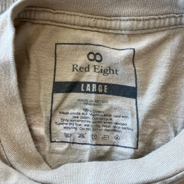 Unisex Red Eight Beige/Tan Short Sleeve Tshirt - L - Image 5