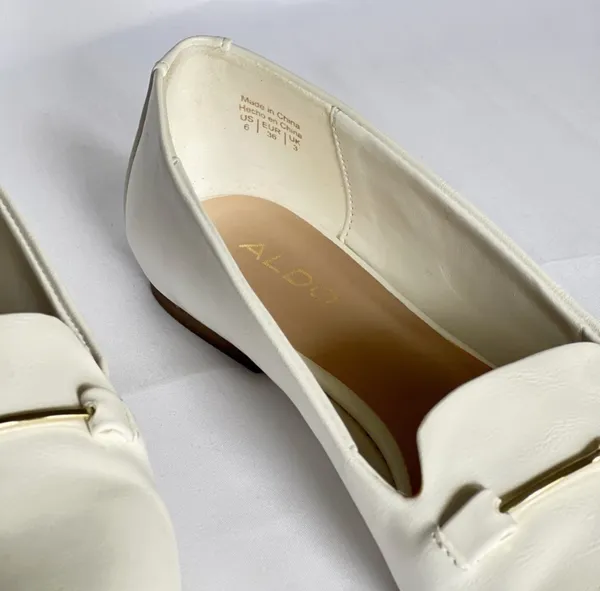 Aldo | White Leather Loafers  - Image 6