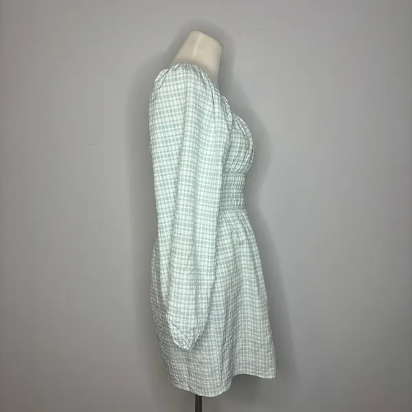 Leyden- Blue & White Gingham Long Sleeve Dress - Image 2