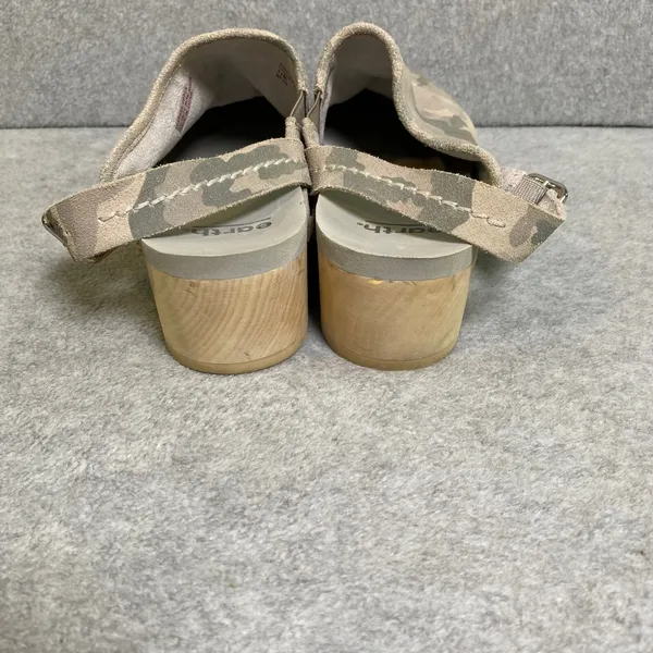 Earth Camo Leather Wood Clogs Women 11 Gray Studded Slingback Comfort Shoes EUC‎ - Image 5