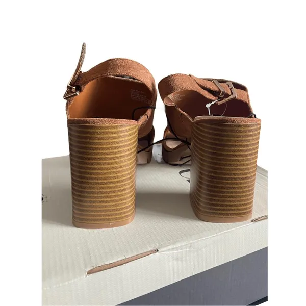 A.N.A‎ Daly Womens Cognat Brown Suede Strappy Open Toe Block Heel Sandals - Image 4