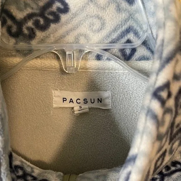 PacSun‎ Fleece Pullover Womens Small Blue Geometric Quarter Zip Excellent Print - Image 4