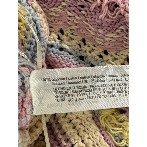Zara Rare Sleeveless Crochet Knit Stretch Cropped Tank Top M Pink Multicolors - Image 9