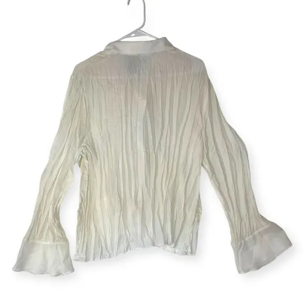 White stag 90s women's 16 18 xl white flutter collar peter pan vintage sheer lac - Image 4