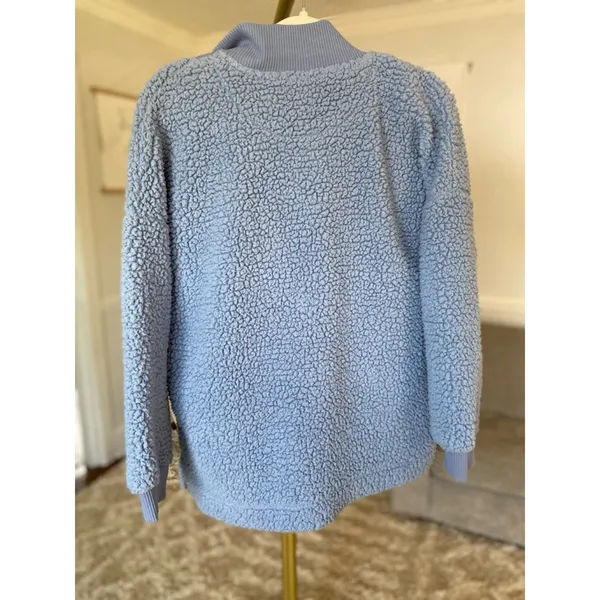 Aerie Blue Sherpa Pullover Polo Fleece Lounge Quarter Zip Y2K Cozycore Plush Ski - Image 4