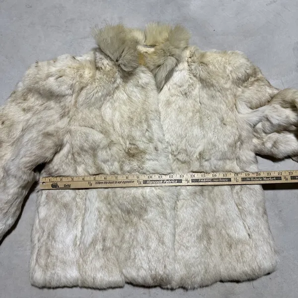 Vintage Natural Rabbit Fur Jacket W/ Fluffy Collar Women's SZ Medium CLASSY - Image 6