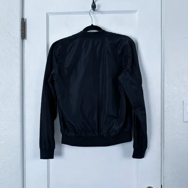 Brandy Melville | Lightweight Snap‎ Button Bomber Jacket in Black One Size - Image 5