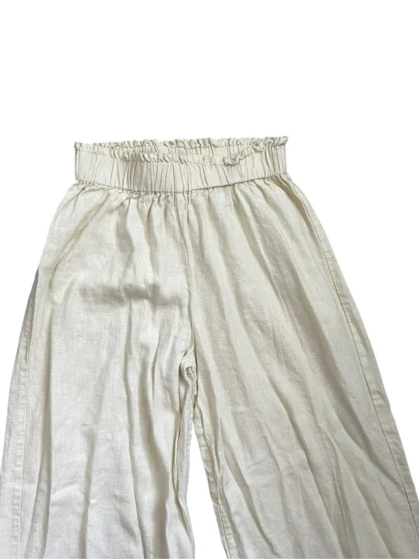 Emerson Fry Arctic Wolf Linen Blend Pull On Wide Leg Pants Cream XS - Image 4