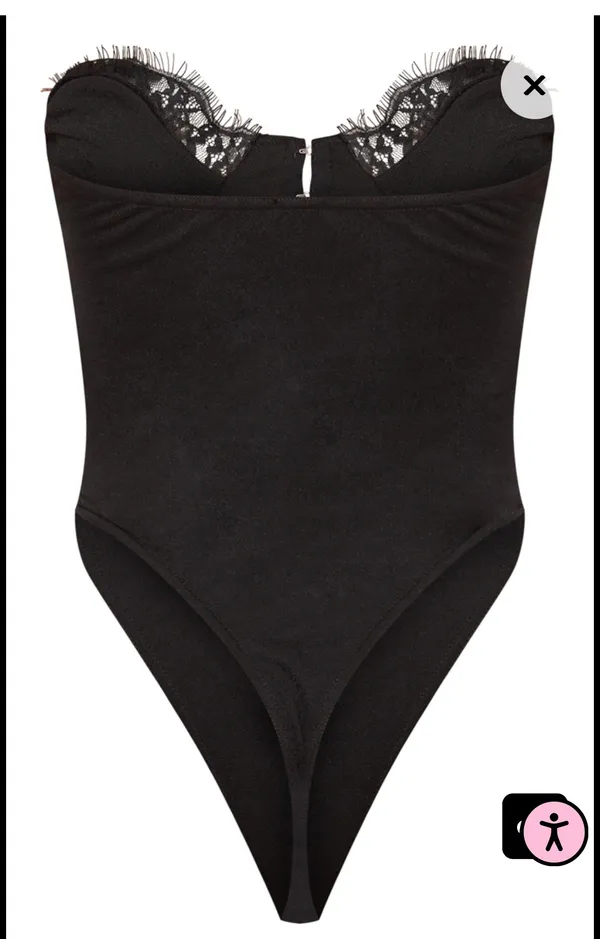Pretty Little Thing Black Corset Bodysuit - Image 4
